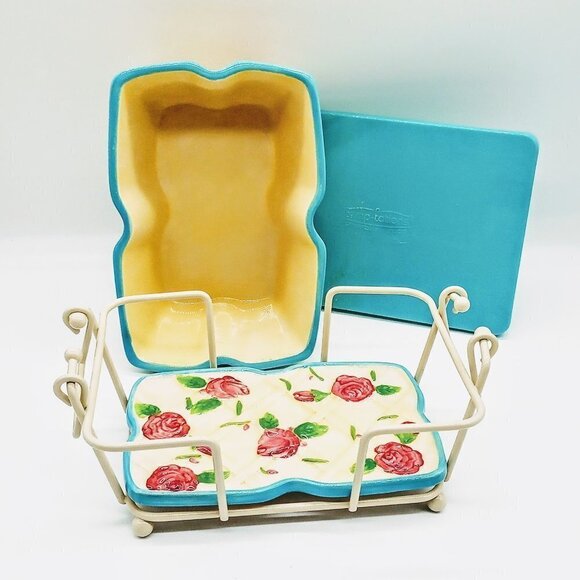 Temptations Ovenware Rose 4-Pc. Ceramic Loaf Pan Set - Picture 3 of 8